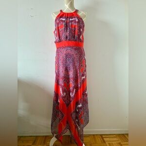 SANDRA DARREN | Handkerchief Boho  Paisley Halter Maxi Dress - Size 12